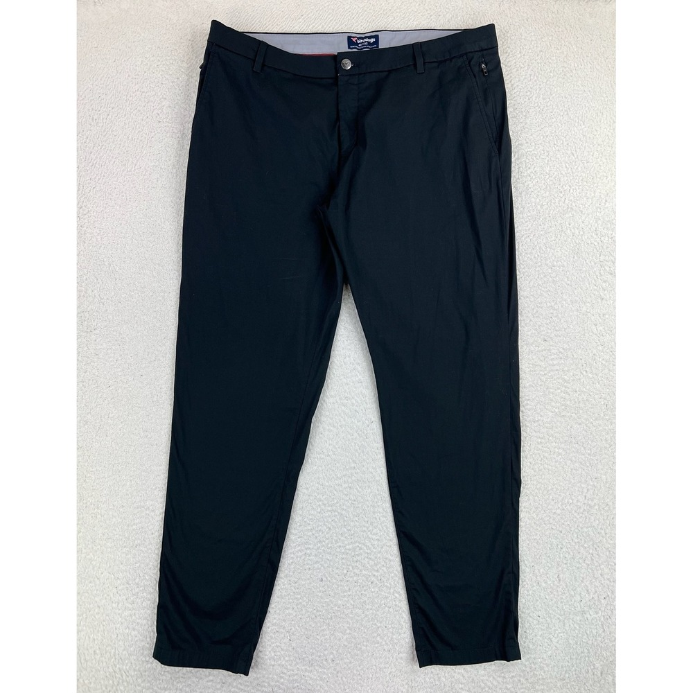 Birddogs Pants Mens 40x32 Black Slim Fit Stretch Chino Lined Casual Travel Golf